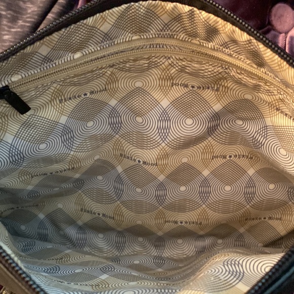 Pixie Mood. Purse. Clutch or crossbody. Black with stitched print on front. - Picture 5 of 7